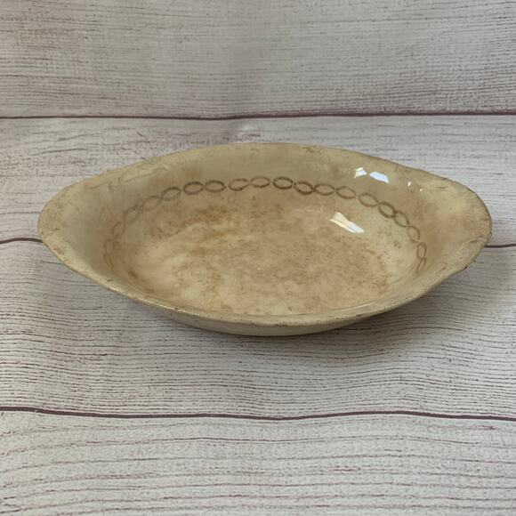 Antique Porcelain Cream Oval Bowl or Serving Dish with Roses Gold Chain 9" Long - Picture 3 of 16